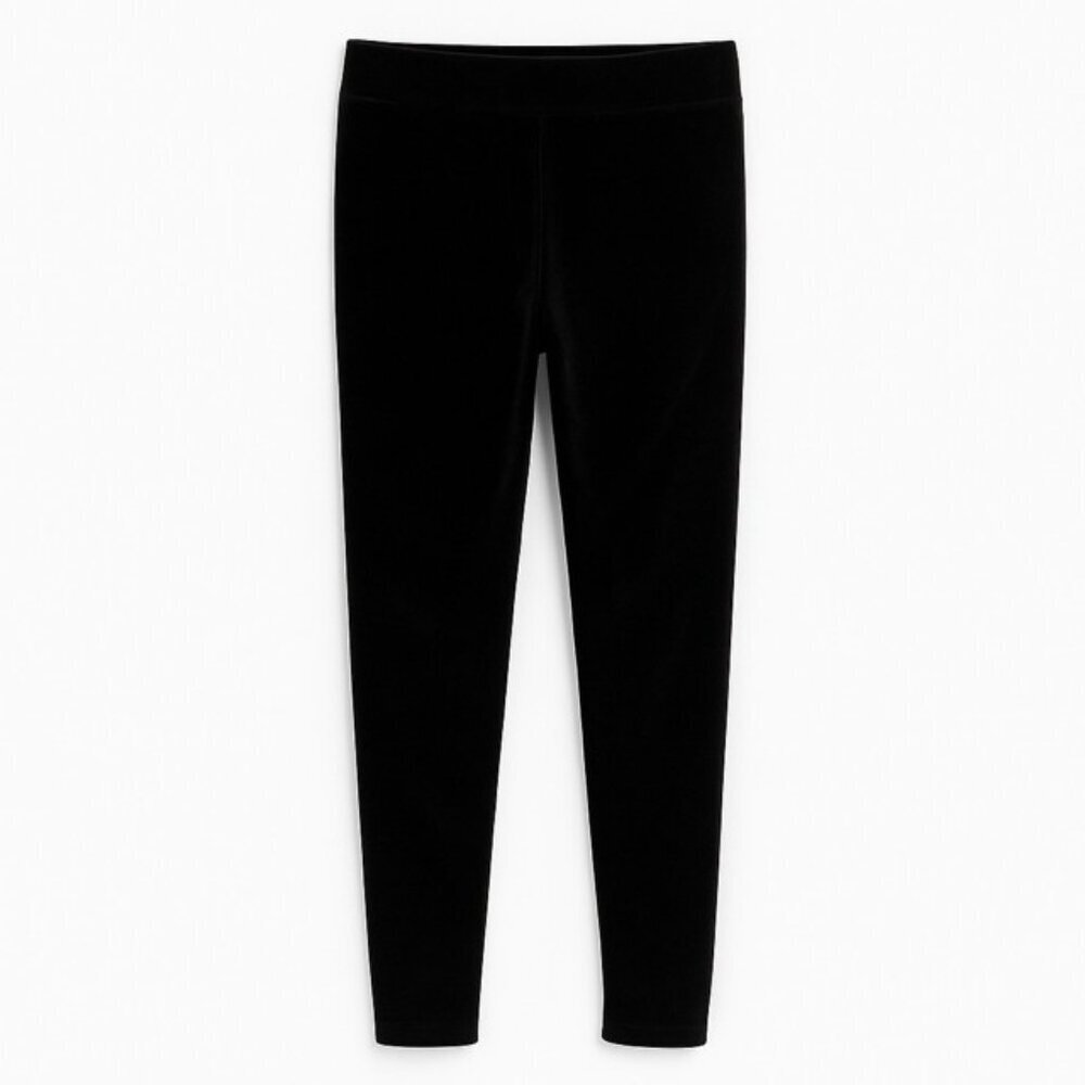 PINK VICTORIA'S SECRET High-Rise Black Velvet Leggings - Size Medium